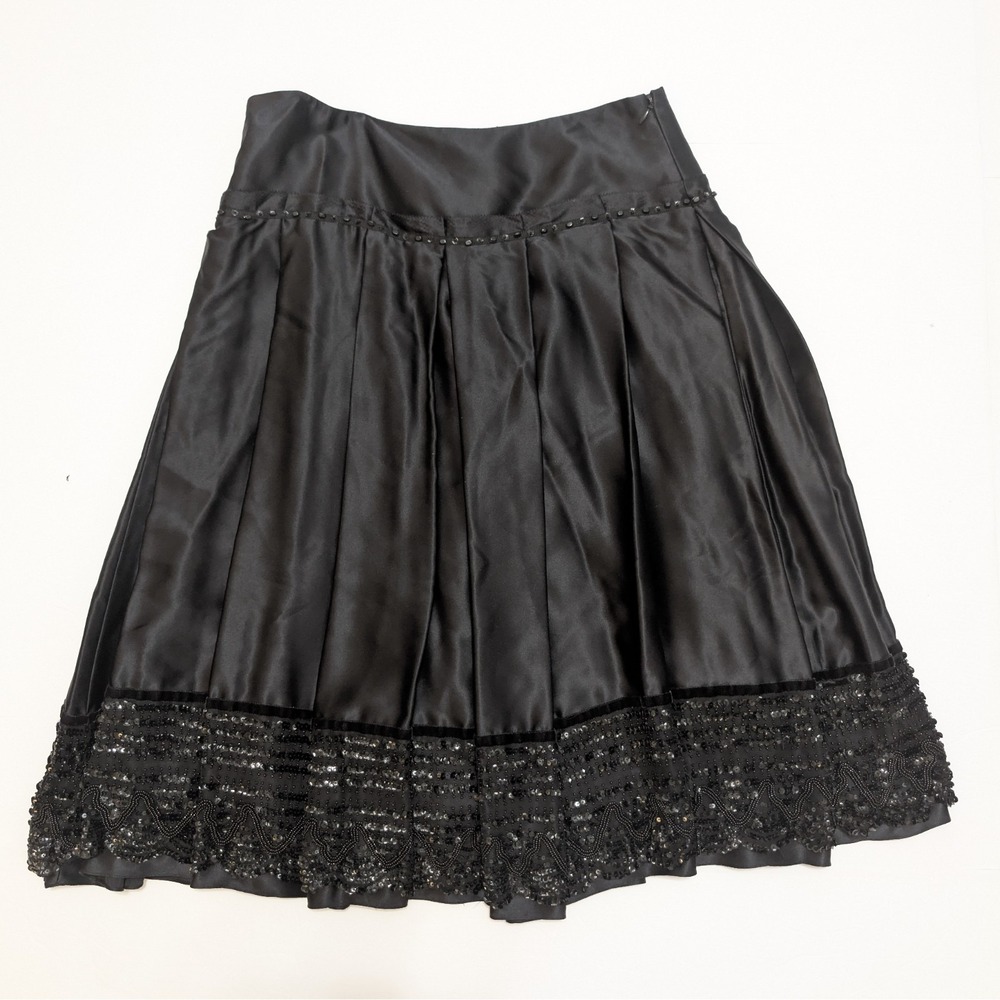 NWT Magaschoni Luxury Skirt Silk Black Pleated Hand Beaded Whimsigoth Sz 6 $428 - Picture 2 of 16